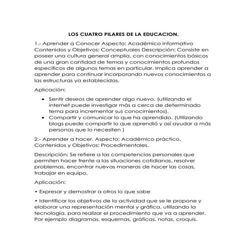 Los 4 Pilares De La Educacion | PPTX