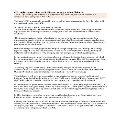 4pl logistics providers