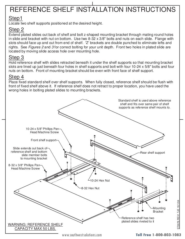 4 Post Shelving Reference Shelf Installation Instructions