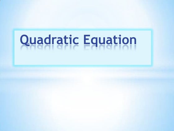 First Quarter - Chapter 2 - Quadratic Equation