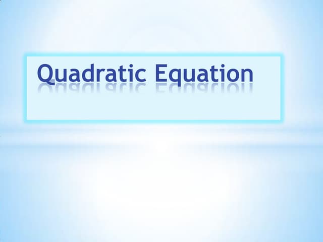First Quarter - Chapter 2 - Quadratic Equation