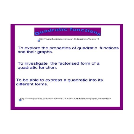 4) quadratic functions factorised form