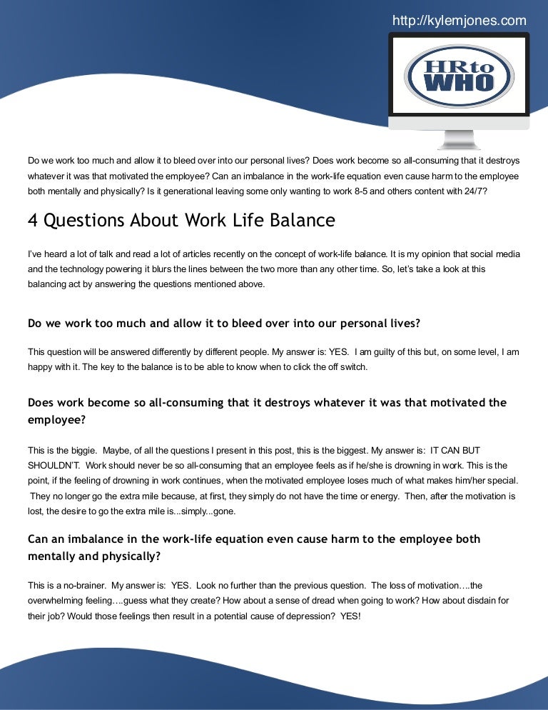 4 questions about work life balance