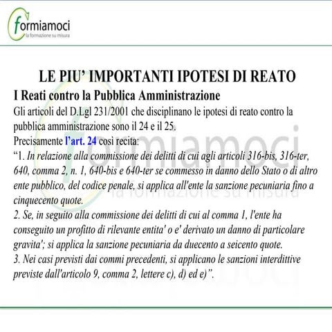 4 reati d.lgs. 231 del 2001