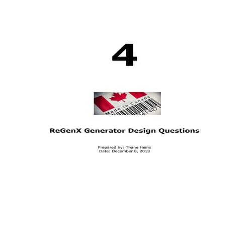 4 ReGenX Generator Design Questions