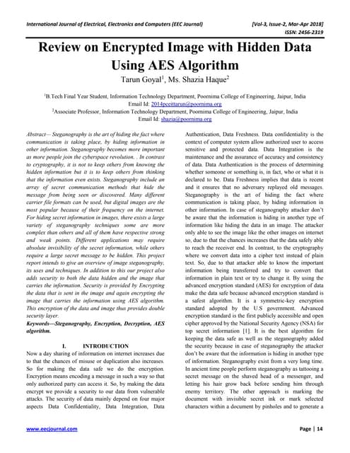 Review on Encrypted Image with Hidden Data Using AES Algorithm