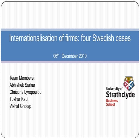 Examining trends in Internationalisation of small firms