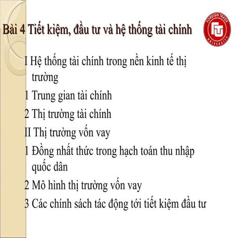 tiết kiệm, đầu tư và hệ thống tài chính