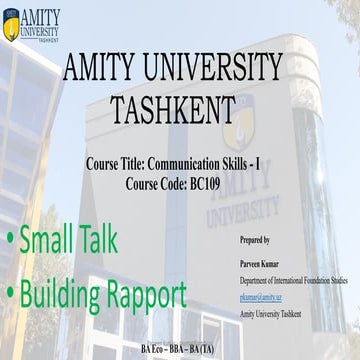 Small Talk and Building Rapport
