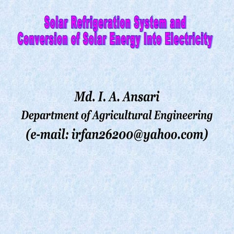 Design of Mini Compressorless Solar Powered Refrigerator | PDF