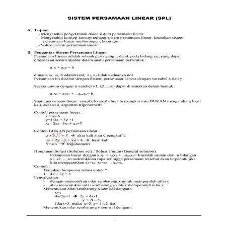 Sistem Persamaan Linear
