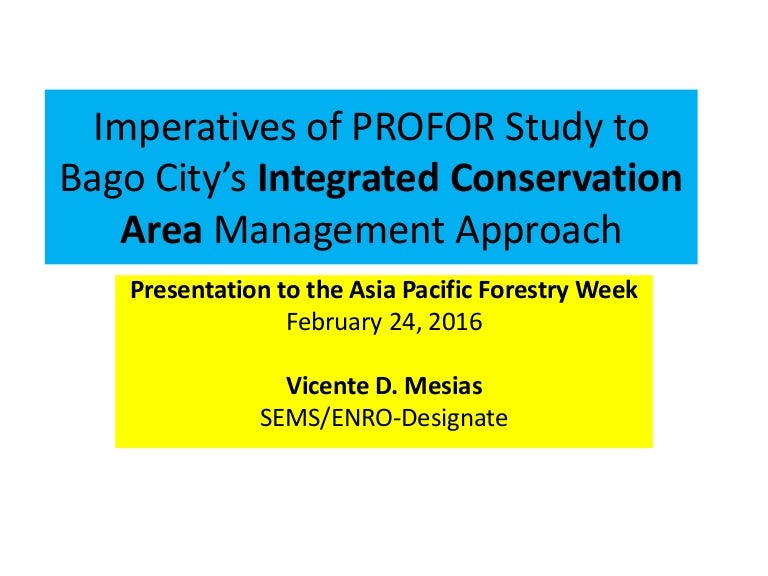 thumbnail of  Imperatives of PROFOR Study to Bago City's Integrated Conservation Area Management Approach