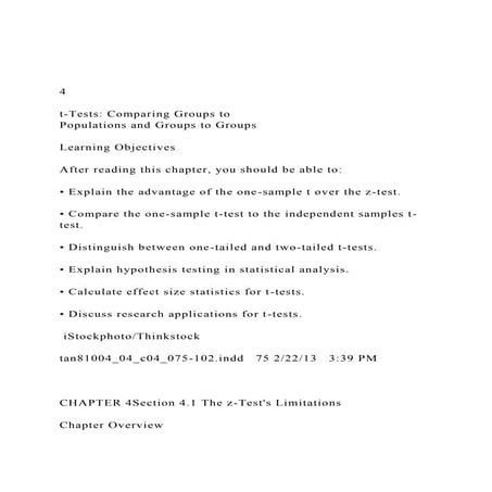 4t-Tests Comparing Groups to Populations and Groups to .docx