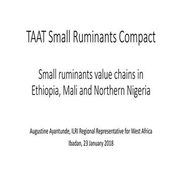 Small ruminants value chains in Ethiopia, Mali and Northern Nigeria
