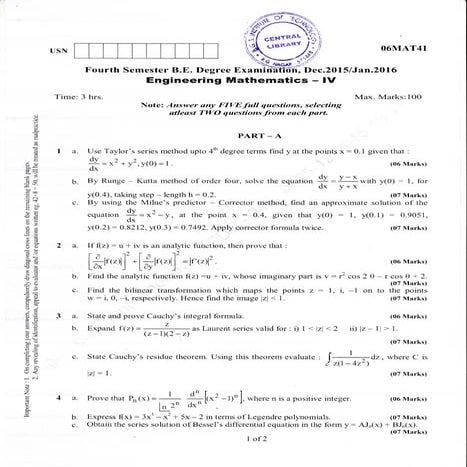 4th Semester (Dec-2015; Jan-2016) Civil Engineering Question Paper