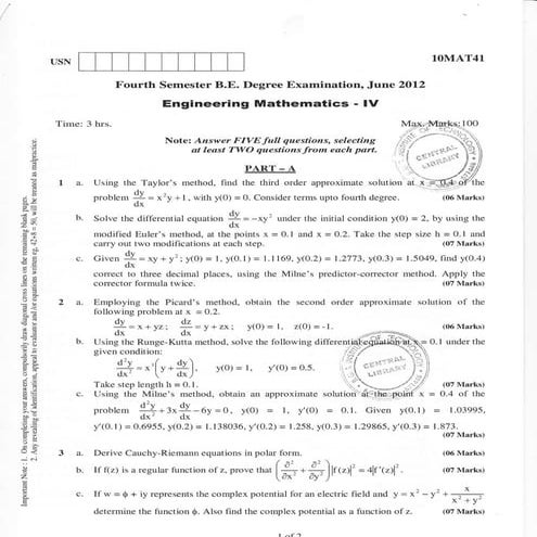 Computer Science and Information Science 4th semester (2012-June) Question