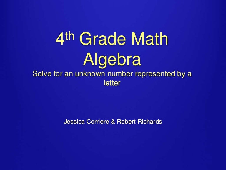 4th grade math algebra