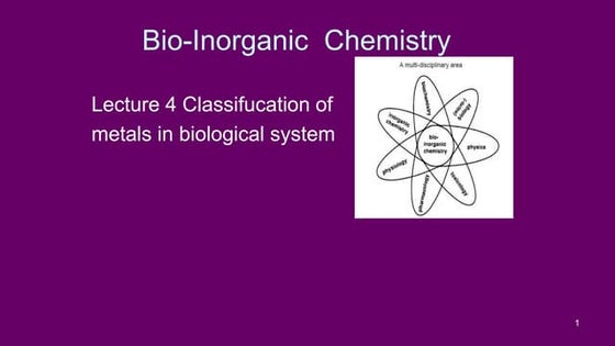 Chemistry:Bioinorganic Chemistry | PPTX | Chemistry | Science