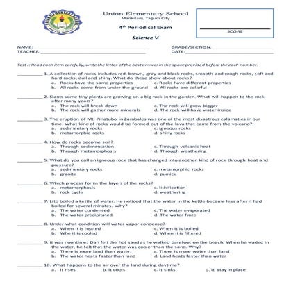 4th periodical science v