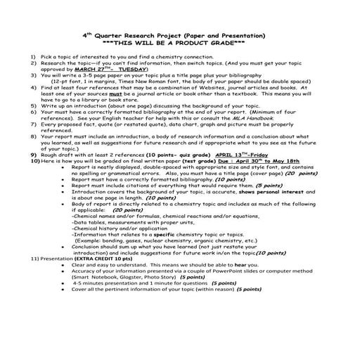 4th quarter research project