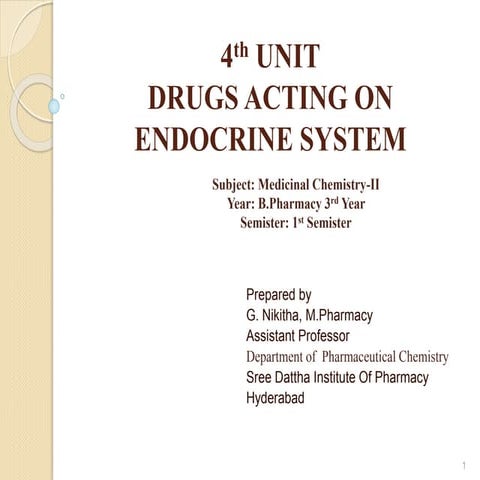 4th unit drugs acting on endocrine system