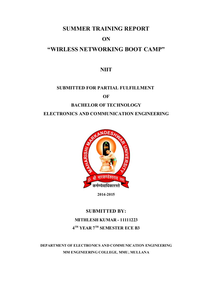 training report cover page report front page