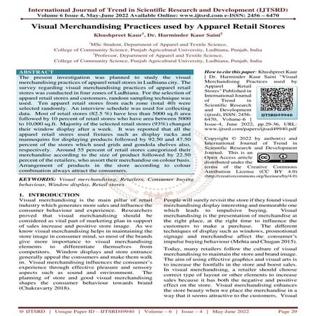 Visual Merchandising Practices used by Apparel Retail Stores