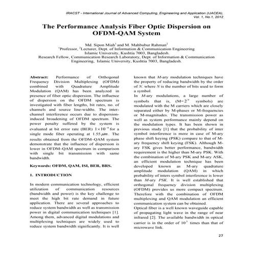 The Performance Analysis Fiber Optic Dispersion on OFDM-QAM System