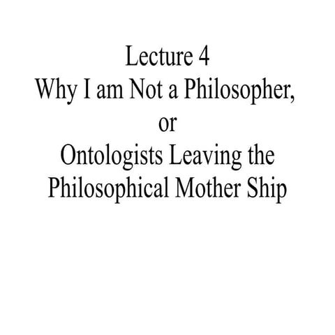 Why I am Not a Philosopher (October 2006)