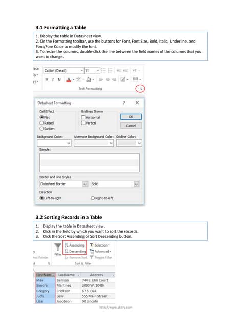 3.1 Formatting a Table