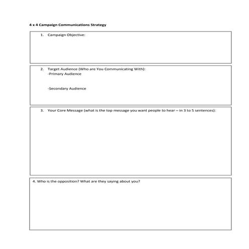 Campaign Communications Worksheet 