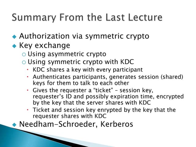 Key exchange in crypto