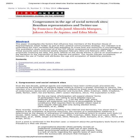 Congressmen in the age of social network sites: Brazilian representatives and...