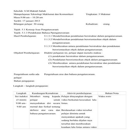 5 1 3 Pendekatan Bahasa Pengaturcaraan Doc