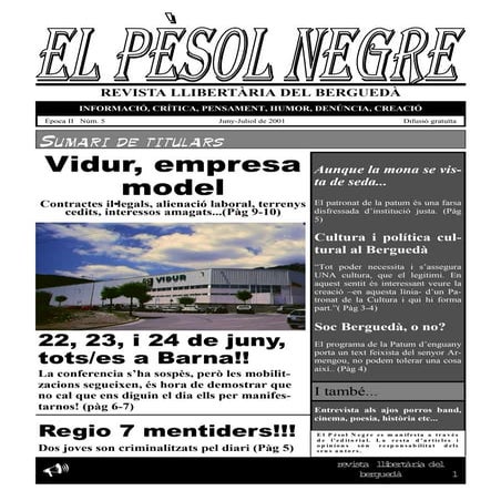 El pèsol Negre. Número 5. Juny-Juliol 2001 (2a època)