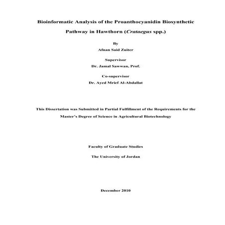 Bioinformatic analysis of the Proanthocyanidin Biosynthetic Pathway in Hawthorn (Crataegus spp.)