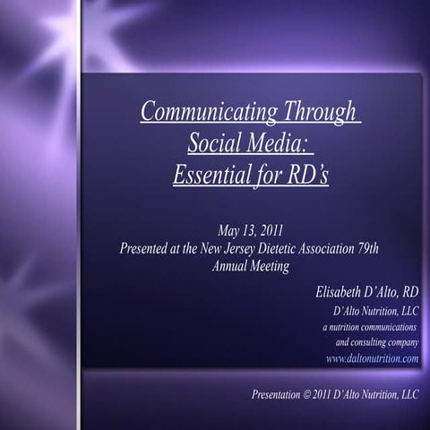 Communicating Through Social Media: Essential for RD's