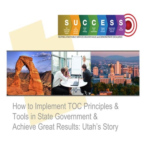 How to Implement TOC Principles and Tools in State Government and Achieve Great Results: Utah’s Story - Kristen Cox & Greg Gardner @ PSE 2013 Vilnius