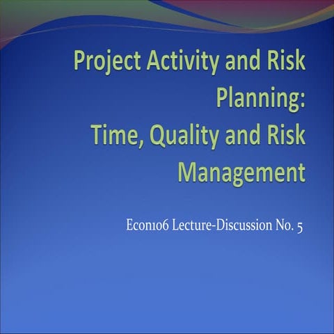 5. project activity and risk planning