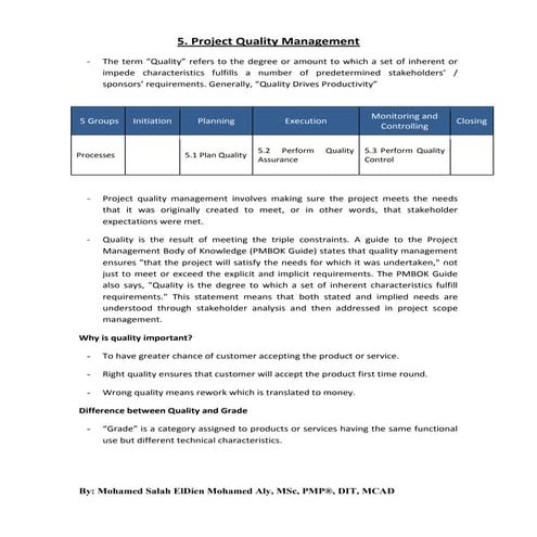 5. project quality management