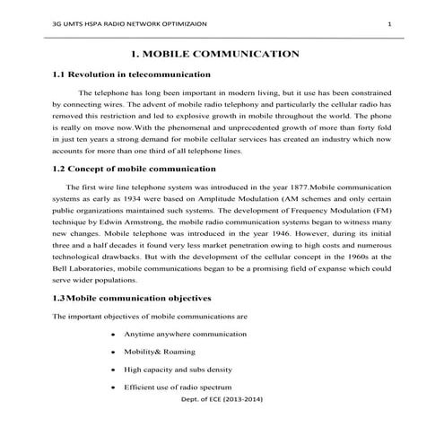 3G NEWORK OPTIMIZATION DOCUMENT