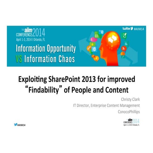 Exploiting SharePoint 2013 for improved “Findability” of People and Content