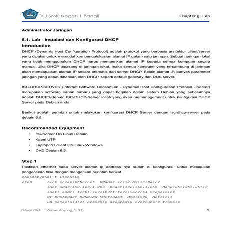 5.1 lab-instalasi dan konfigurasi dhcp