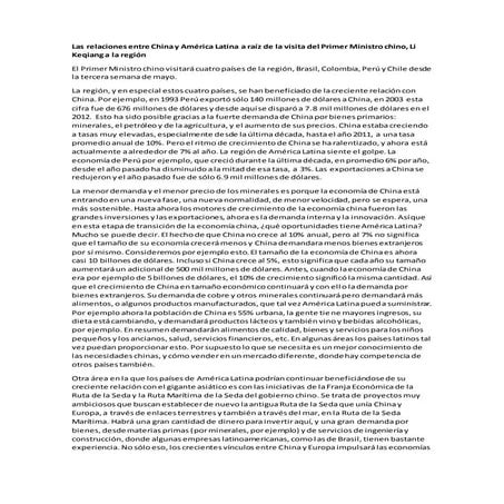 las relaciones entre china y américa latina a raíz de la visita del primer mi...