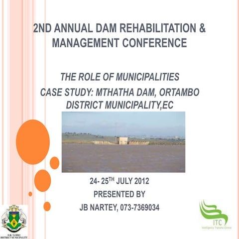 The role of SA Municipalities in dams operations and management