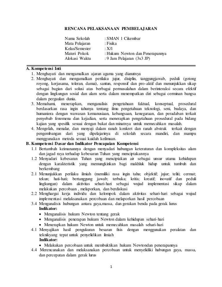 5 Sma Kelas X Rpp Kd 3 4 4 1 4 4 Hk Newton Karlina 1308233 Final