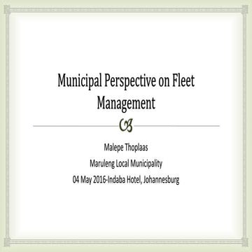 Municipal perspective on fleet management