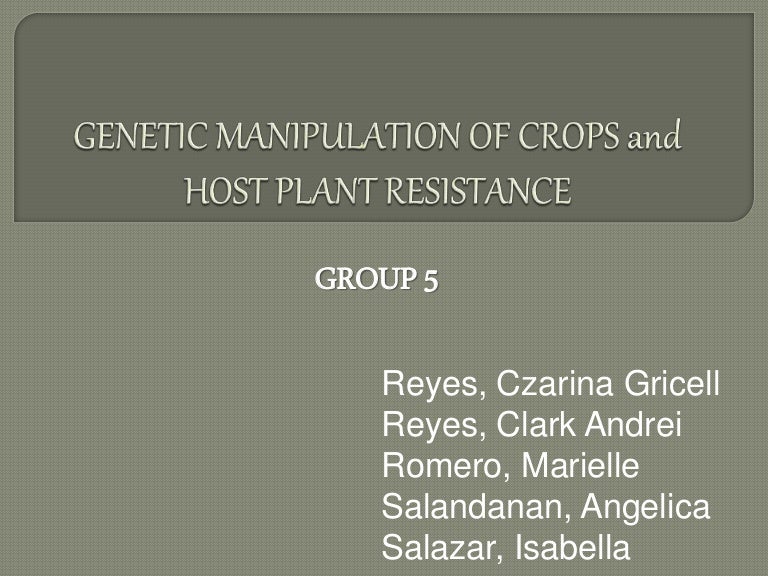 Manipulation and Host Plant Resistance