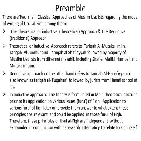 Introduction To Usul Fiqh Method In Writing Usul Al Fiqh Ppt