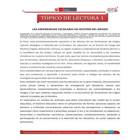 SESPAD Experiencias escolares en gestión del riesgo